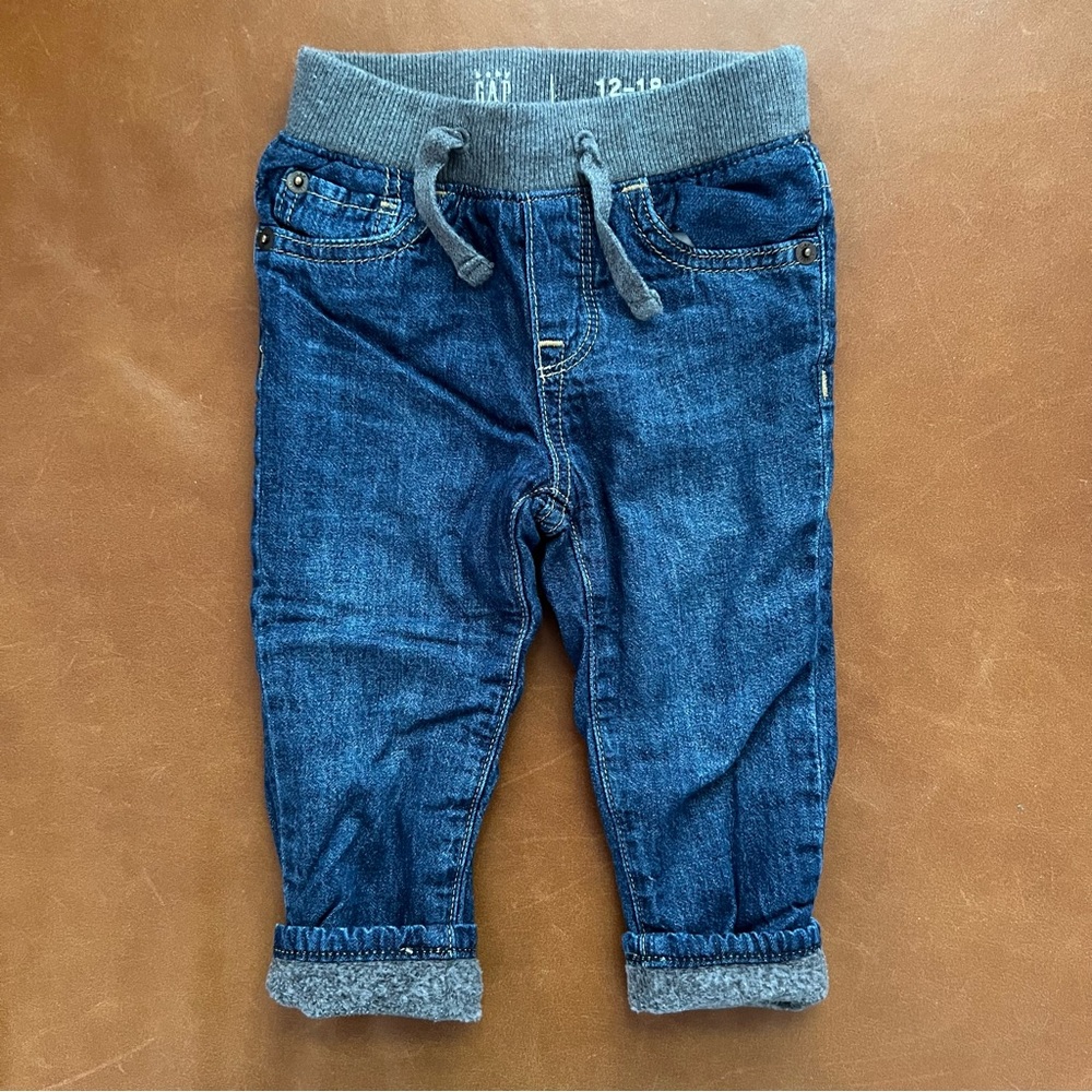 GAP Baby Fleece Lined Straight Fit Jeans, 12-18mo